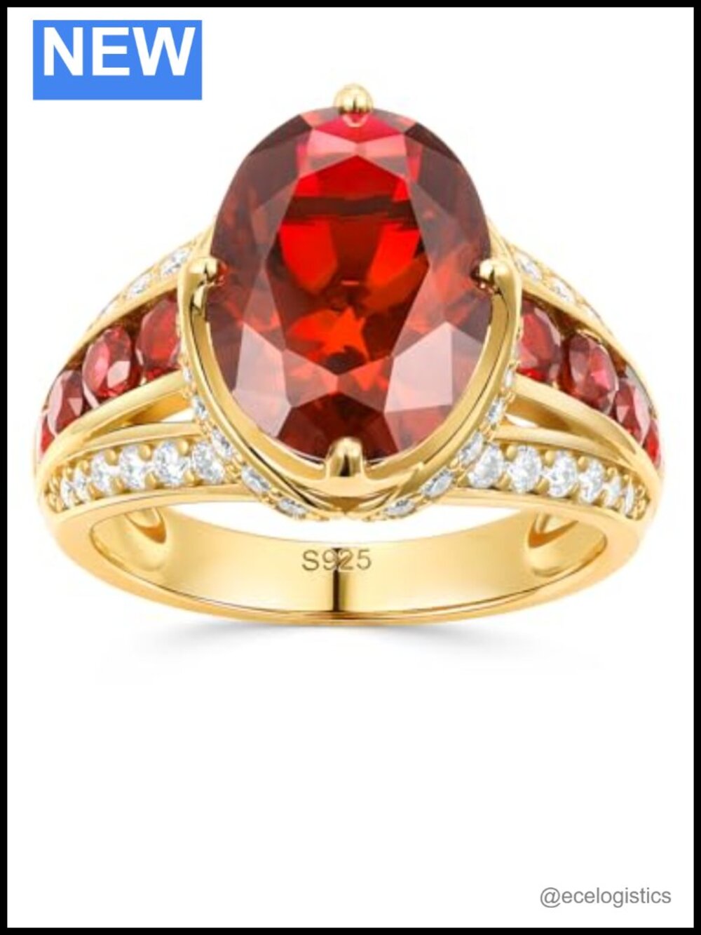 14k Gold Plated Sterling Silver Moissanite Signet Engagement Ring